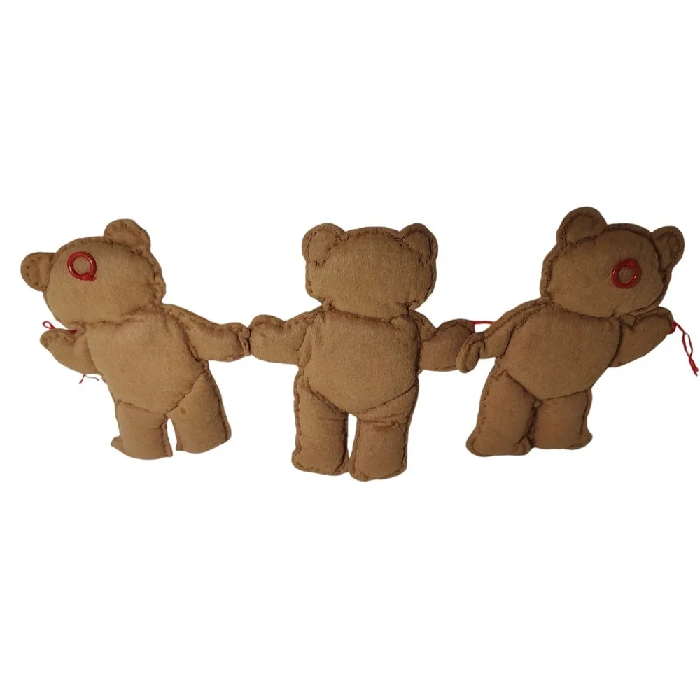 Vintage‎ Handmade Teddy Bear Joy Christmas Decoration Felt Hangs 1980s 18 Inches